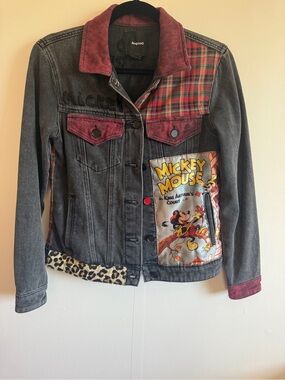 Desigual Mickey Mouse Denim Jacket Patchwork Disney Graphic XS